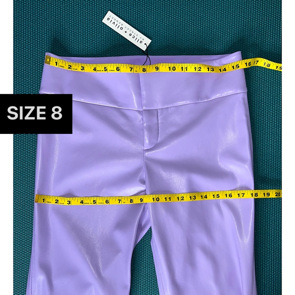 Alice + Olivia Olivia Vegan Leather Bootcut Lavender Purple Pant - Picture 12 of 16